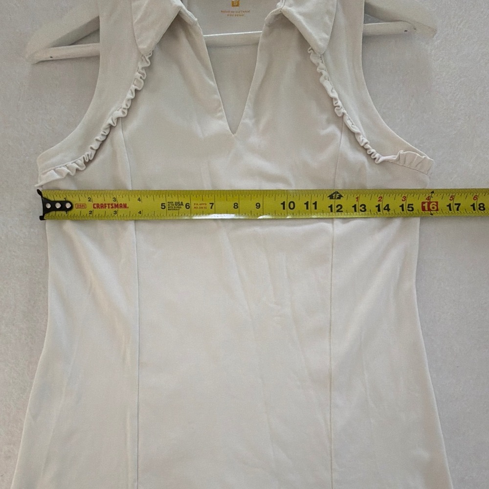 Lilly Pulitzer Luxletic Martina Polo Top Resort White UPF 50+Ruffle Sleeveless S - Picture 9 of 10